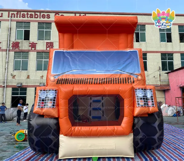 AirFunPro PVC Outdoor Kids Inflatable Tractor Bounce House Jumping Bouncy Castle with 10 Capacity Easy Setup