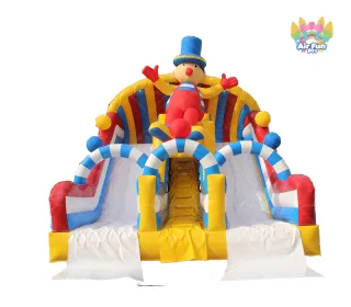 Clown Theme Inflatable Water Slide Combo with Dual Lanes Kids' Air Bouncy Castle