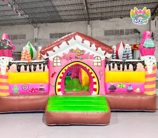 Candy Land Themed Inflatable Bounce House Combo | Commercial Sweet Candy Jumping Castle for Kids Party Rental