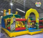 Jungle Safari Animal Inflatable Obstacle Course with Slide