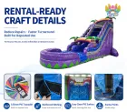 Purple Tropical Jungle Palm Tree Inflatable Dry Slide | Commercial Tall Double Lane Inflatable Slide