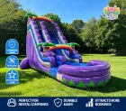 Purple Tropical Jungle Palm Tree Inflatable Dry Slide | Commercial Tall Double Lane Inflatable Slide