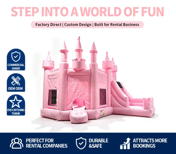 Commercial Pink Jumping House Inflatable Bouncer Combo Jumper for Event Rental Inflatable Play Bouncing House with Slide