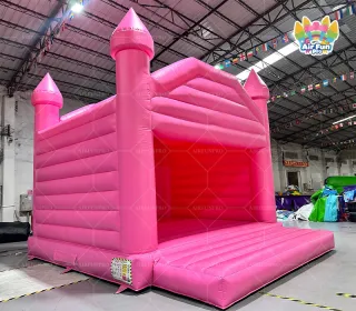 Elegant Solid Pink Inflatable Bounce House | Wedding & Party Bouncy Castle