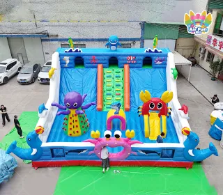 Commercial Party Inflatable Bouncer Marine World Themed Bounce House Slide Combo for Kids Inflatable Bouncy Jumping Castle