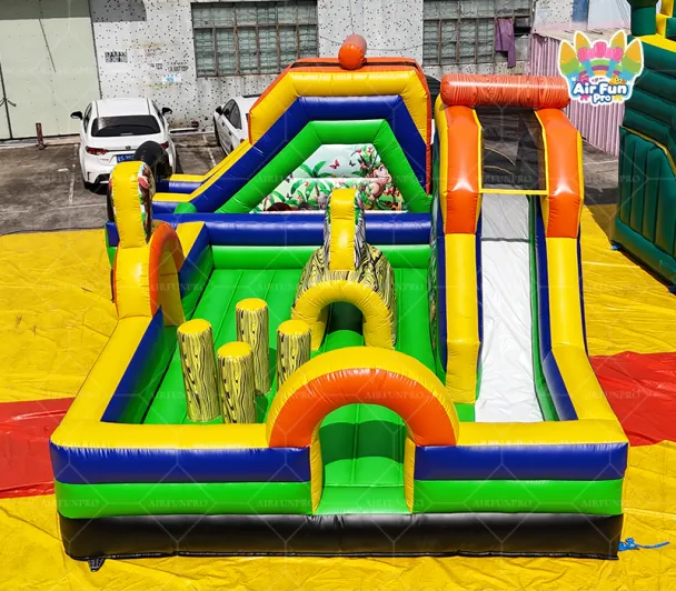 Safari Zoo Themed Inflatable Fun City | Multi‑Slide Commercial Bounce Playground