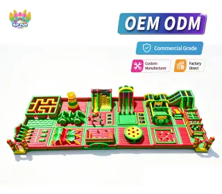 OEM ODM Custom Giant Inflatable Play Park Commercial Inflatable Fun City Kids Inflatable Playground with Slide Maze Obstacle Course for Amusement Park Rental Business