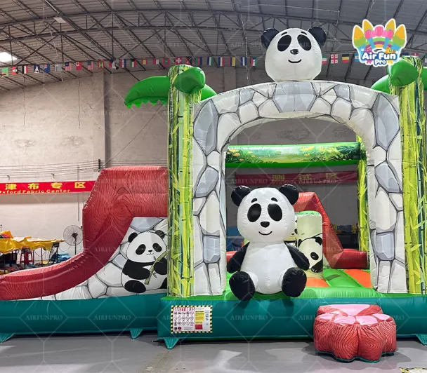 Panda Jungle Bounce House With Dual‑Lane Slide Commercial Inflatable Combo for Kids Party Rental