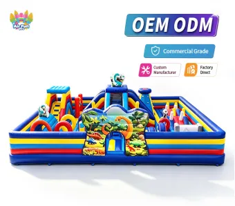 Commercial Grade Bouncy Castles for Kids Dinosaur Theme Obstacle Cources with Slide Giant Inflatable Theme Park for Outdoor