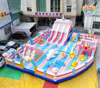 Airfunpro Eco-Friendly Commercial Grade PVC Inflatable Theme Park Castle Obstacle 18x14m for Events & Parties
