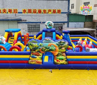 Commercial Multi‑Station Inflatable Challenge Fun Arena｜Full‑Perimeter Enclosed Obstacle Play Park