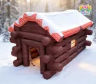 Christmas Log Cabin Inflatable House | Winter Holiday Themed Inflatable Cabin For Event & Christmas Decor