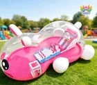 Bunny Car Themed Inflatable Playground | Commercial Transparent Inflatable Fun Park With Slide & Obstacle Course