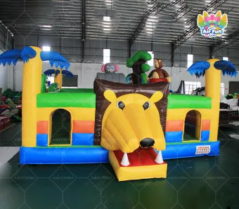Commercial Jungle Animal Inflatable Bounce House Dry Slide Giant Lion Giraffe Zebra PVC Material Eco-Friendly for Party Rental