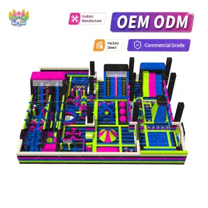 AIRFUNPRO Inflatable Bouncy House 27.5mx23m Theme Park City Fun Game Fluorescent Obstacle Course Playground