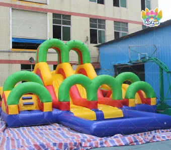 Dual‑Lane Rainbow Arch Inflatable Water Slide With Splash Pool｜Commercial Backyard Water Play Combo