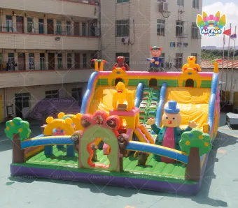Cartoon Forest Bear Themed Inflatable Fun City｜Dual Slide Commercial Bounce Obstacle Combo