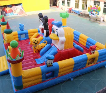 Cartoon Castle Inflatable Fun City｜Mickey & Duck Themed Commercial Bounce Play Combo