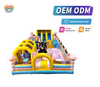 Commercial Multi Play Inflatable Obstacle Course, All-in-One Inflatable Play Equipment With Obstacle Crossing, Bounce Area, Climbing Wall & Giant Slide
