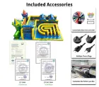 Commercial Candy Castle Inflatable Play Park, Large Inflatable Obstacle Course Combo With Maze, Climbing Wall & Double Slides