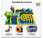 Commercial Candy Castle Inflatable Play Park, Large Inflatable Obstacle Course Combo With Maze, Climbing Wall & Double Slides
