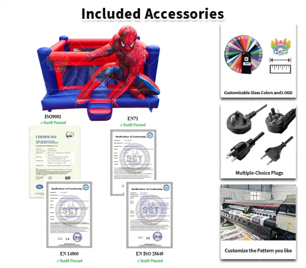 Commercial Spider-Man Inflatable Bounce House, Hero Theme Inflatable Jumping Castle With Front Step For Kids Event, Park And Rental Business