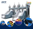Commercial Medieval Knight Inflatable Bouncy Castle, Stone Pattern Inflatable Play Combo With Dual Slides For Kids Events & Amusement Park