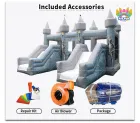 Commercial Medieval Knight Inflatable Bouncy Castle, Stone Pattern Inflatable Play Combo With Dual Slides For Kids Events & Amusement Park