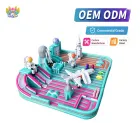 Space Theme Inflatable Obstacle Course, Commercial Kids Inflatable Playground with Slides
