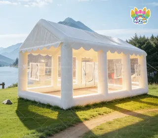 White Transparent Inflatable Party Tent, Commercial Air Frame Event Tent for Wedding & Outdoor Gathering