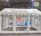 White Transparent Inflatable Party Tent, Commercial Air Frame Event Tent for Wedding & Outdoor Gathering