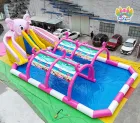 Customized Portable Outdoor PVC 15x10m Inflatable Pool Field Dual Slide Commercial Water Sports Pool Amusement Facility