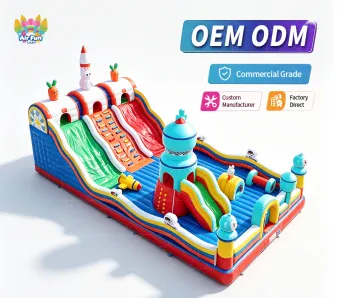 Commercial Space Theme Inflatable Playground Double Lane Slide Bouncy Castle Kids Inflatable Fun Park for Rental Business