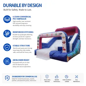 Commercial Ocean Theme Inflatable Bounce House With Slide 0.55mm PVC Rental Ready Kids Jumping Bouncy Castle Combo for Party