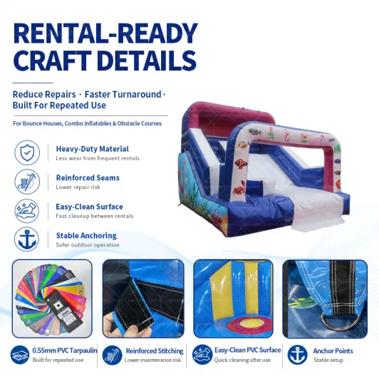 Commercial Ocean Theme Inflatable Bounce House With Slide 0.55mm PVC Rental Ready Kids Jumping Bouncy Castle Combo for Party