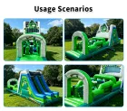 Inflatable Obstacle Course, Commercial Cucumber Themed Inflatable Run Obstacle with Slide for Event Rental