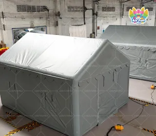 Heavy‑Duty Grey Inflatable Emergency Shelter Tent, Fast Setup Disaster Relief Field Working Temporary Comman
