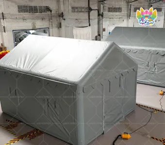 Heavy‑Duty Grey Inflatable Emergency Shelter Tent, Fast Setup Disaster Relief Field Working Temporary Comman
