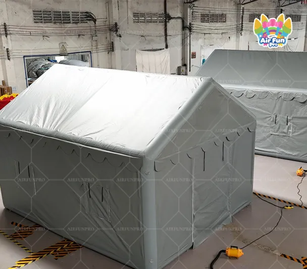 Heavy‑Duty Grey Inflatable Emergency Shelter Tent, Fast Setup Disaster Relief Field Working Temporary Comman