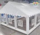 White Transparent Side Wall Inflatable Party Event Tent, Large Outdoor Inflatable Wedding Banquet Tent, Portable Inflatable Reception Exhibition Shelter Tent