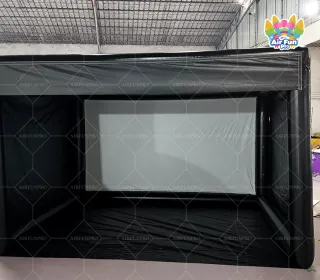 Black Portable Inflatable Golf Simulator Tent, Dark‑Shaded Inflatable Golf Practice Enclosure Shelter for Backyard Indoor Outdoor Golf Training Simulation