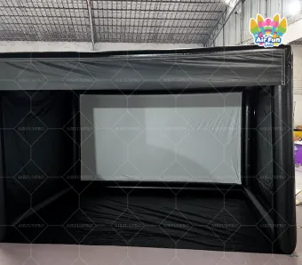 Black Portable Inflatable Golf Simulator Tent, Dark‑Shaded Inflatable Golf Practice Enclosure Shelter for Backyard Indoor Outdoor Golf Training Simulation