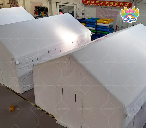 White Inflatable Medical Emergency Shelter Tent, Portable Air‑Beam Field Hospital Tent for Disaster Relief, Mobile Temporary Medical Rescue Command Tent