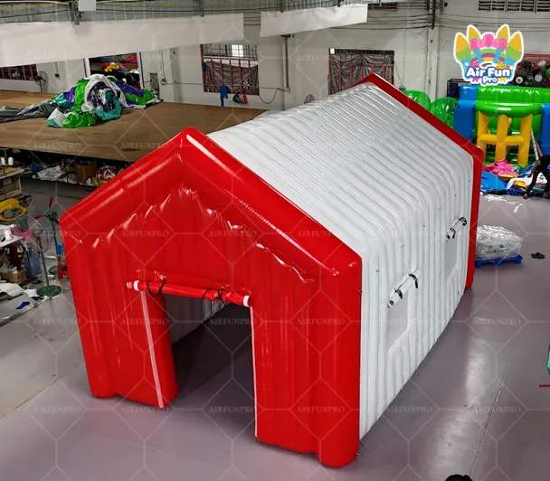 Large Red‑White Inflatable Emergency Shelter Tent, Portable Inflatable Temporary Warehouse Tent