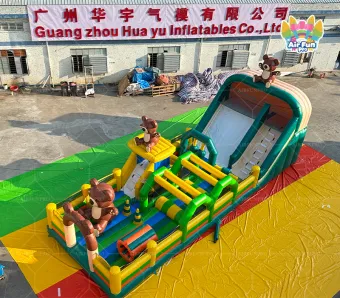 Forest Bear Themed Inflatable Obstacle Course｜Commercial Inflatable Playground with Slide
