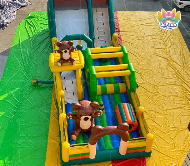 Forest Bear Themed Inflatable Obstacle Course｜Commercial Inflatable Playground with Slide