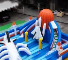 Outdoor Kids Space Theme Inflatable Fun City Inflatable Rocket Playground with Multi Game Zone Commercial Inflatable Bounce Park
