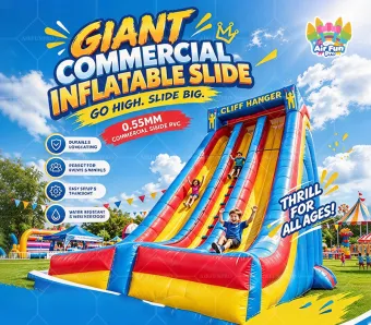 AIRFUNPRO Giant Commercial Inflatable Slide 0.55mm PVC Double Lane Outdoor Dry Slide for Rental Business Events
