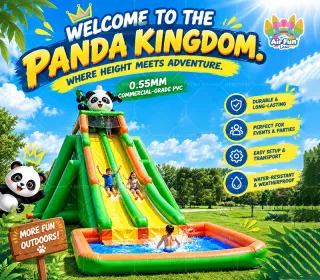 Panda Theme Commercial Inflatable Water Slide｜Large Dual Lane Inflatable Water Slide for Rental Business