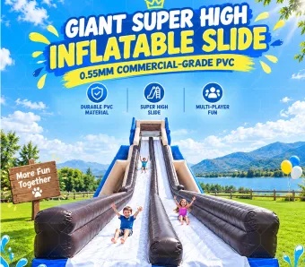 Wholesale Giant Custom Inflatable Slide Double Lane 0.55mm PVC Water Slide for Amusement Park Event Rental With Blower